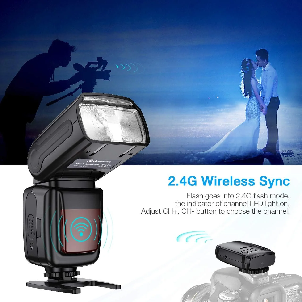 فلاش اسپیدلایت Powerextra، کیت فرستنده تریگر فلاش بی سیم 2.4G برای دوربین های DSLR کانن، نیکون، پاناسونیک، المپوس، پنتاکس و سونی، دوربین های دیجیتال با هات شو استاندارد فلاش اسپیدلایت Powerextra، کیت فرستنده تریگر فلاش بی سیم 2.4G برای دوربین های DSLR کانن، نیکون، پاناسونیک، المپوس، پنتاکس و سونی، دوربین های دیجیتال با هات شو استاندارد