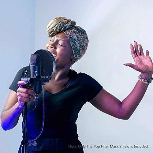 محافظ پاپ فیلتر میکروفون حرفه ای نیور سازگار با بلو یتی و هر میکروفون دیگر، محافظ پاپ دولایه با گردن غازی انعطاف پذیر 360 درجه و بازوی تثبیت کننده گیره