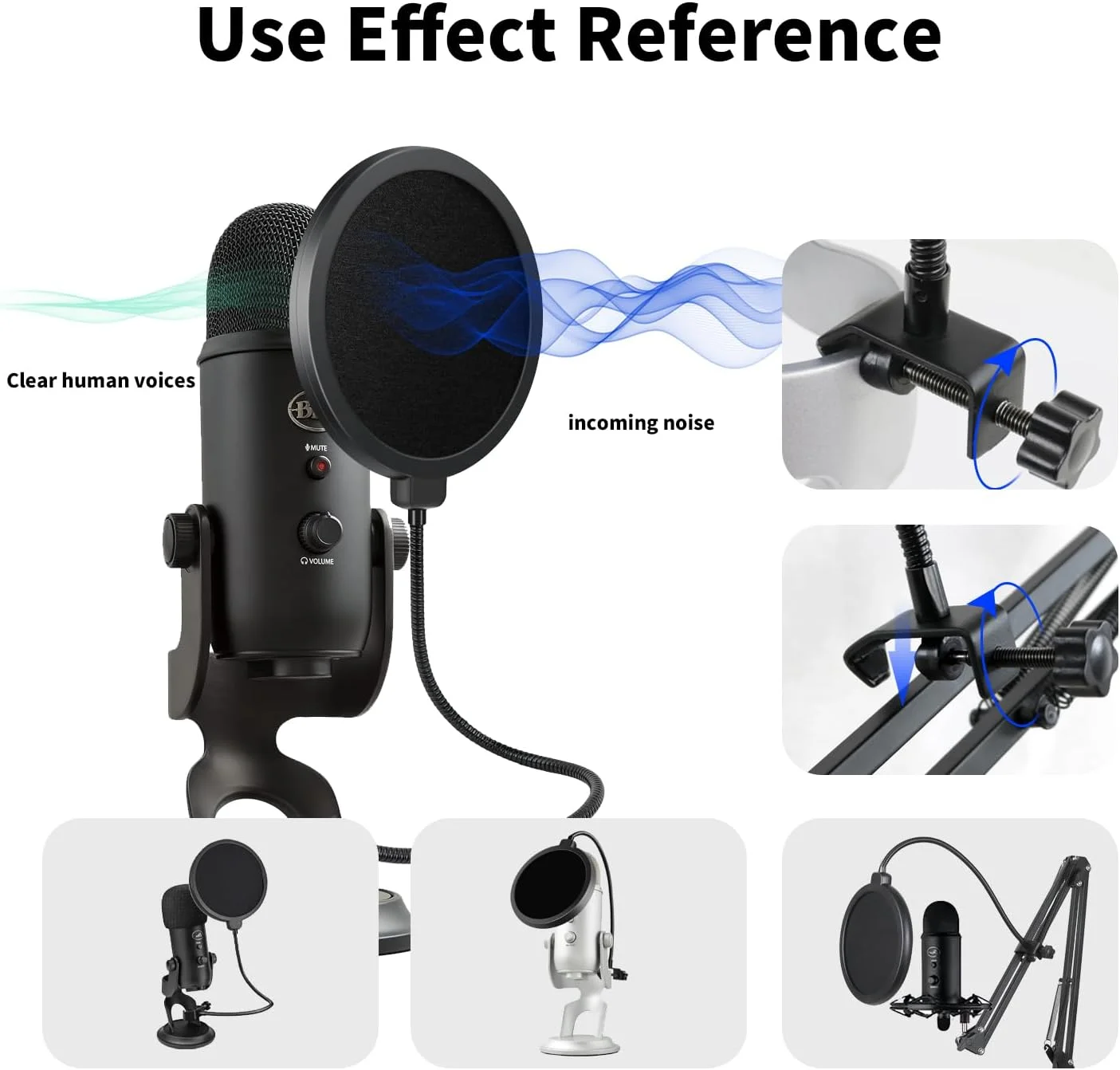 فیلتر پاپ میکروفون حرفه ای برای هر میکروفون دیگر، صفحه پاپ باد دولایه با بازوی تثبیت کننده گیره گردن غازی انعطاف پذیر 360 درجه فیلتر پاپ میکروفون حرفه ای برای هر میکروفون دیگر، صفحه پاپ باد دولایه با بازوی تثبیت کننده گیره گردن غازی انعطاف پذیر 360 درجه