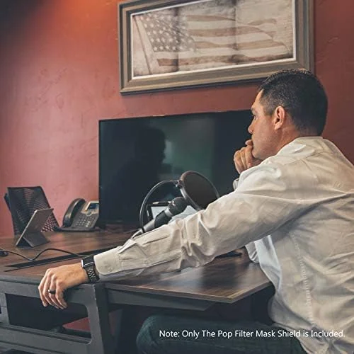 محافظ پاپ فیلتر میکروفون حرفه ای نیور سازگار با بلو یتی و هر میکروفون دیگر، محافظ پاپ دولایه با گردن غازی انعطاف پذیر 360 درجه و بازوی تثبیت کننده گیره