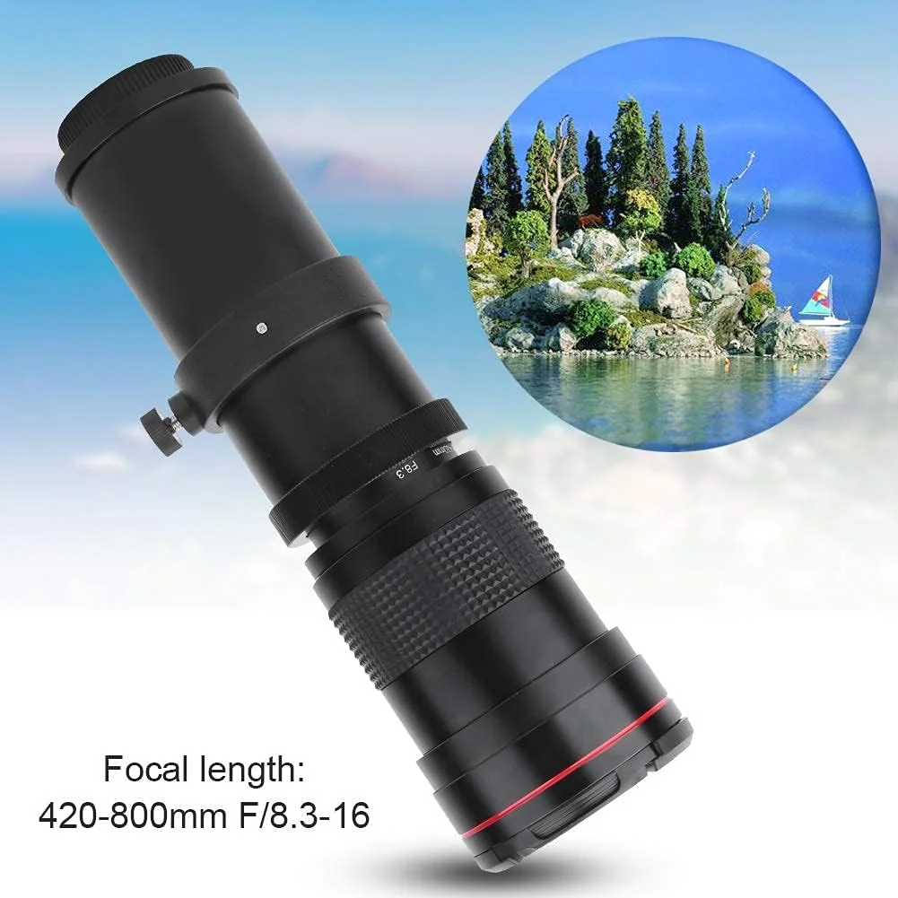 لنز تله فوتو زوم 420-800mm F/8.3-16 با فوکوس دستی به همراه آداپتور T2 برای دوربین های DSLR کانن، نیکون، سونی و پنتاکس