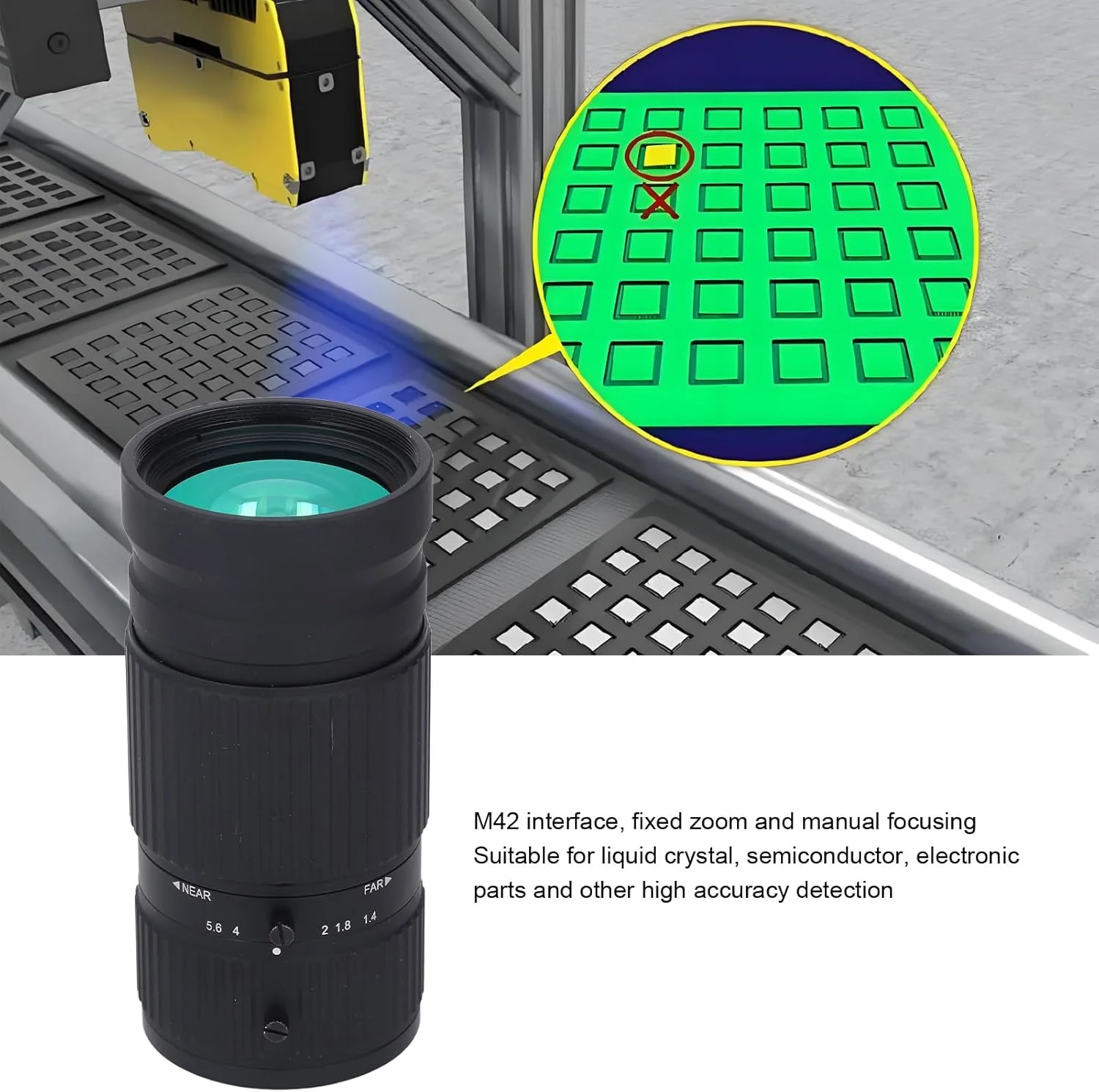 لنز دوربین SLR، لنز زوم ثابت دیجیتال 40mm F1.4 M42 با دیافراگم بزرگ SWIR برای بازرسی قطعات الکترونیکی نیمه هادی LCD صنعتی با فوکوس دستی و دیافراگم بزرگ