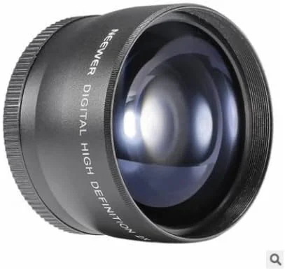 لنز زوم 2X دوربین Yunir، لنز تله فوتو با بزرگنمایی 2X با کیفیت بالا و رزولوشن حرفه ای با رزوه جلویی فیلتر 62 میلی متری، برای دوربین با رزوه نصب 58 میلی متری