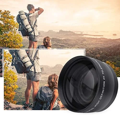 لنز زوم 2X دوربین Yunir، لنز تله فوتو با بزرگنمایی 2X با کیفیت بالا و رزولوشن حرفه ای با رزوه جلویی فیلتر 62 میلی متری، برای دوربین با رزوه نصب 58 میلی متری