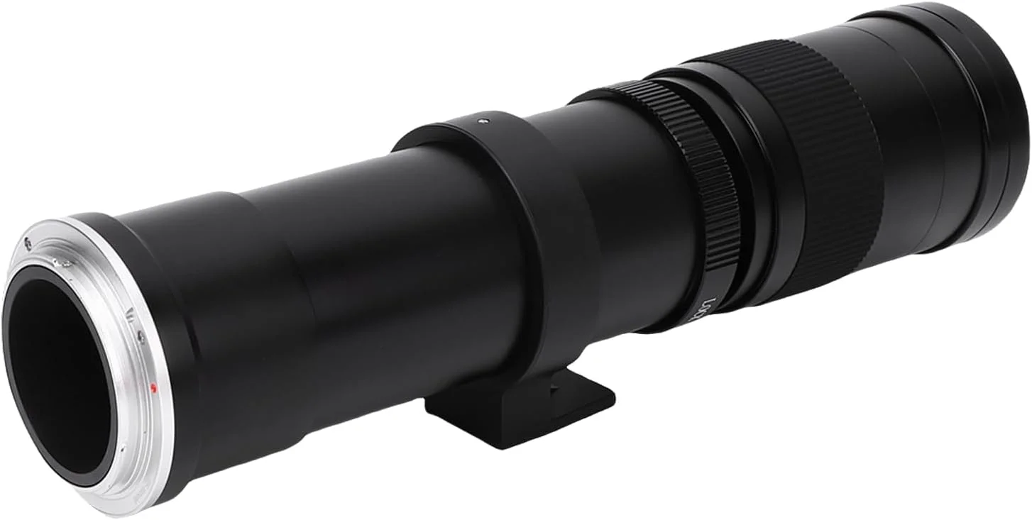 لنز تله فوتو دوربین بدون آینه، F8.3 تا F16 420 تا 800 میلی متر، فوکوس دستی لنز تله فوتو دوربین برای حیات وحش (مشکی)