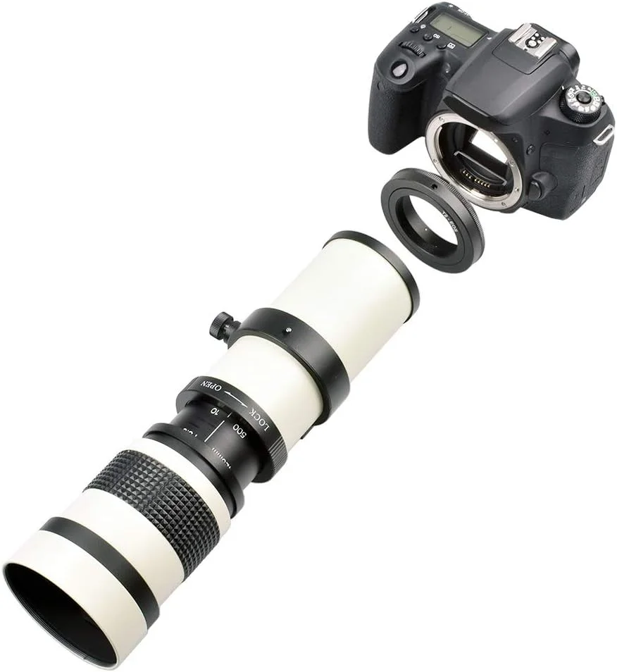 لنز فوکوس دستی Zerodis، لنز سوپر تله فوتو فلزی با مانت T2 لنز زوم طولانی حرفه ای عکاسی دیافراگم 420 تا 800 میلی متر برای لوازم جانبی دوربین