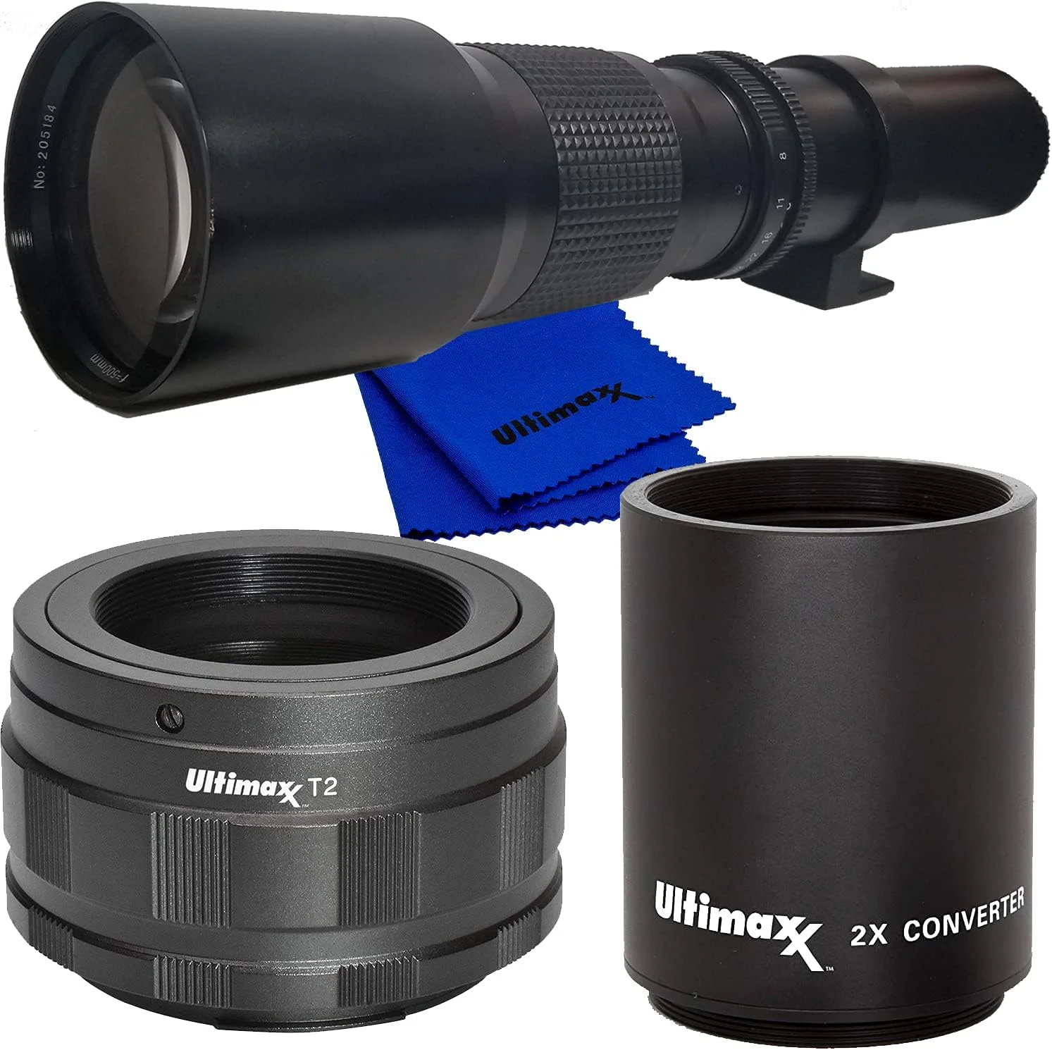لنز تله فوتو 500mm f/8 از Ultimaxx برای دوربین های بدون آینه نیکون Z7, Z7 II, Z6, Z6 II, Z5, Z50 و سایر دوربین های Z-Mount به همراه بسته لوازم جانبی - مبدل 2X برای لنزهای T-Mount و موارد دیگر
