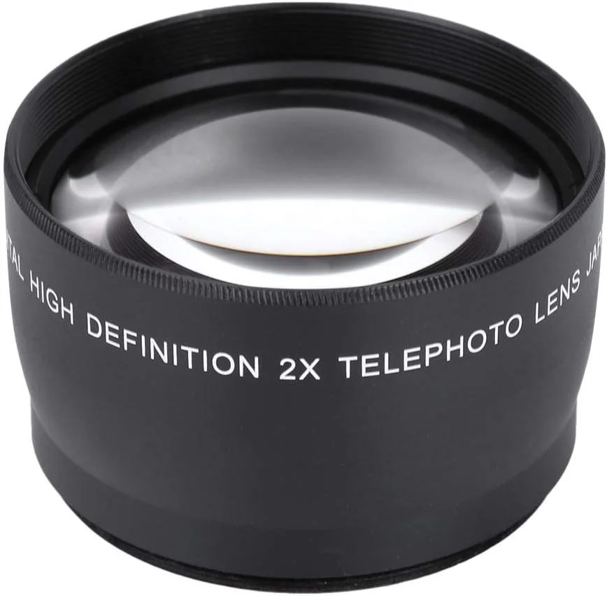 لنز تله فوتو 58 میلی متری با بزرگنمایی 2 برابر، لنز تبدیل تله فوتو آلیاژ آلومینیوم برای لنزهای با قطر 58 میلی متر و فاصله کانونی 18-55