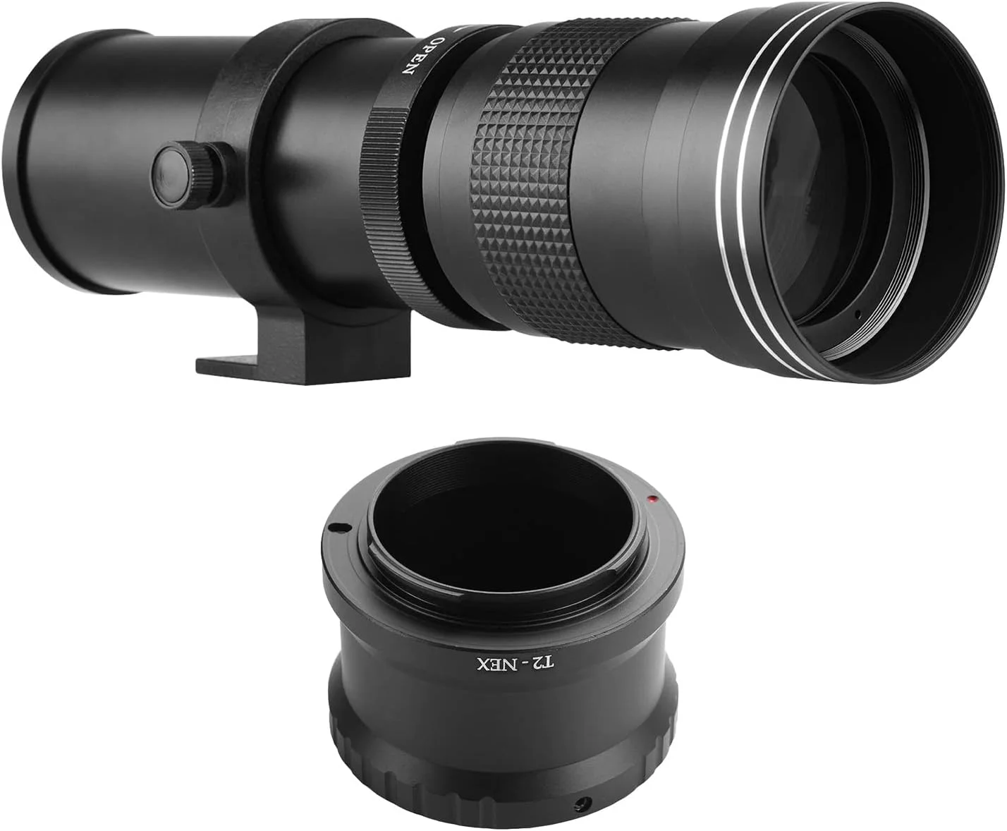 لنز زوم سوپر تله فوتو MF دوربین F/8.3-16 420-800mm با حلقه آداپتور مانت NEX رزوه یونیورسال 1/4 جایگزین برای دوربین Sony NEX E-mount NEX-5R NEX-3 NEX-C3 NEX-5N NEX-5C NEX-5R NEX-6