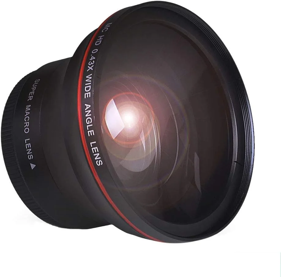 لنز واید انگل حرفه ای HD با زاویه دید گسترده 58 میلی‌متری Tectra (بخش ماکرو) برای دوربین‌های Canon EOS 70D 77D 80D 1100D 700D 650D 600D 550D 300D 100D و Canon Rebel T7 T7i T6i T6s T6 SL2 SL3 DSLR