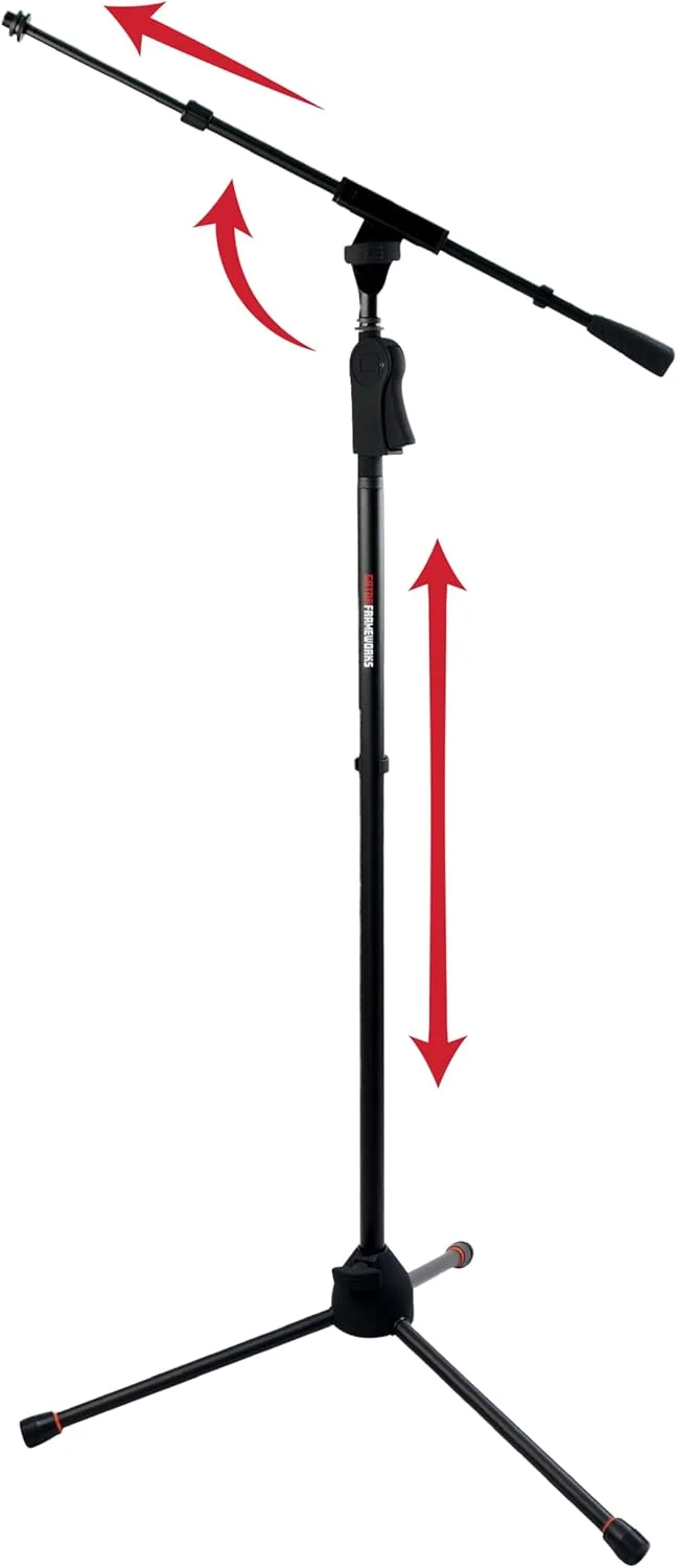پایه میکروفون سه پایه دلوکس Frameworks Gator با تنظیم ارتفاع کلاچ و بازوی بوم تلسکوپی (GFW-MIC-2120)، مشکی