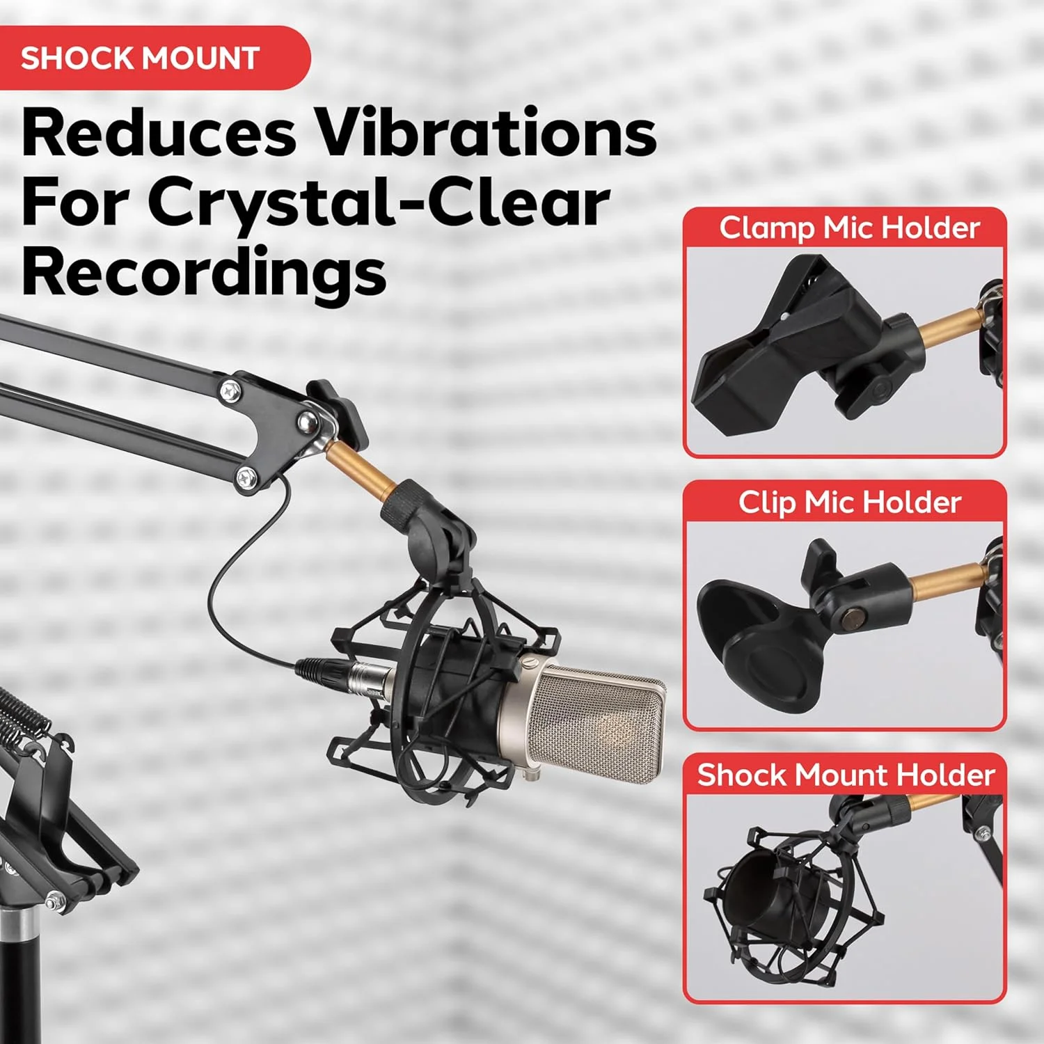 پایه میکروفون بوم آرم فنری قیچی‌شکل پایه‌دار با لرزه‌گیر و پاپ فیلتر مدل PMKSH28، رنگ مشکی