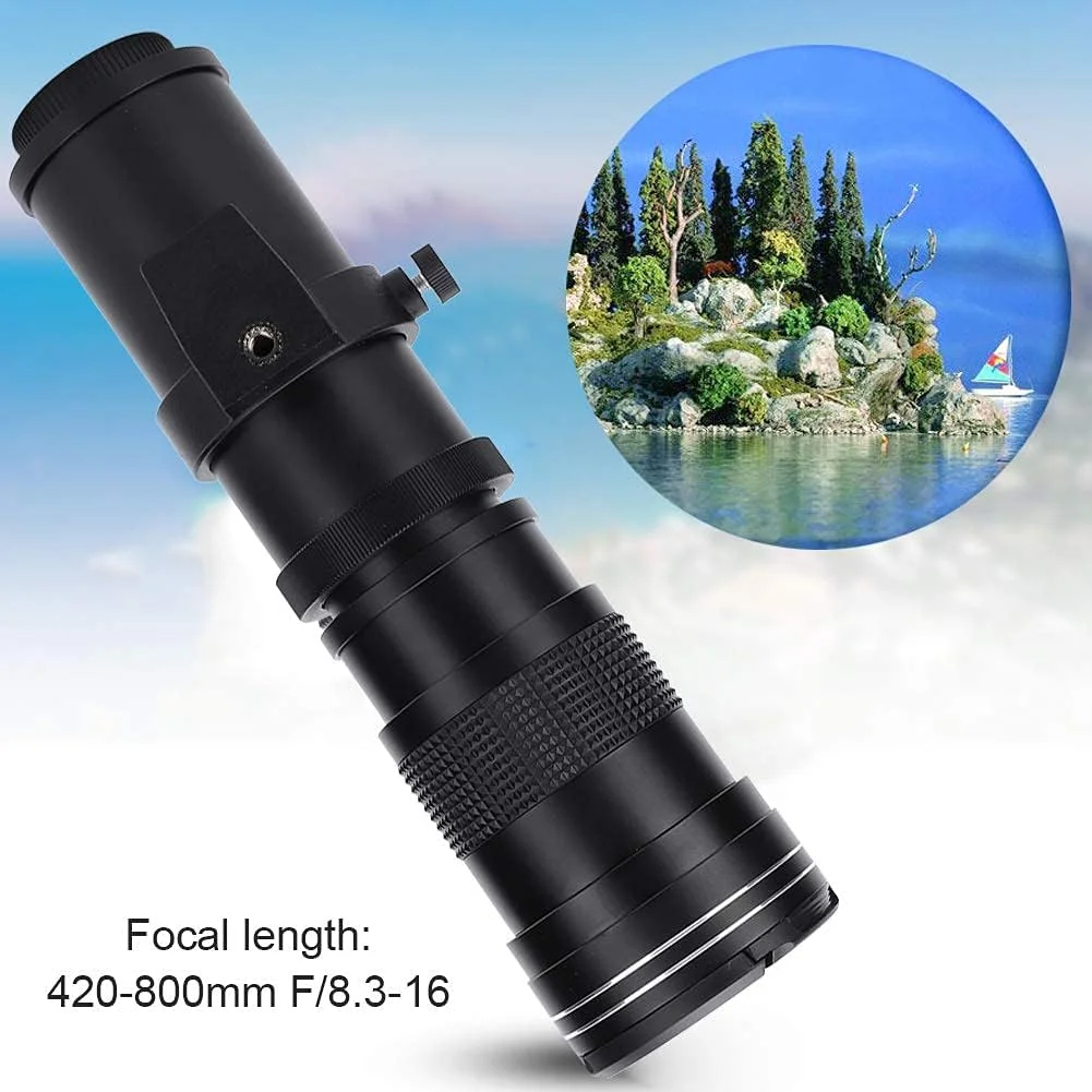 لنز زوم تله فوتو 420-800mm با دیافراگم F/8.3-16، فوکوس کاملا دستی، مانت T2 برای دوربین های DSLR کانن، سونی/مینولتا، نیکون، پنتاکس، المپوس و سایر دوربین ها