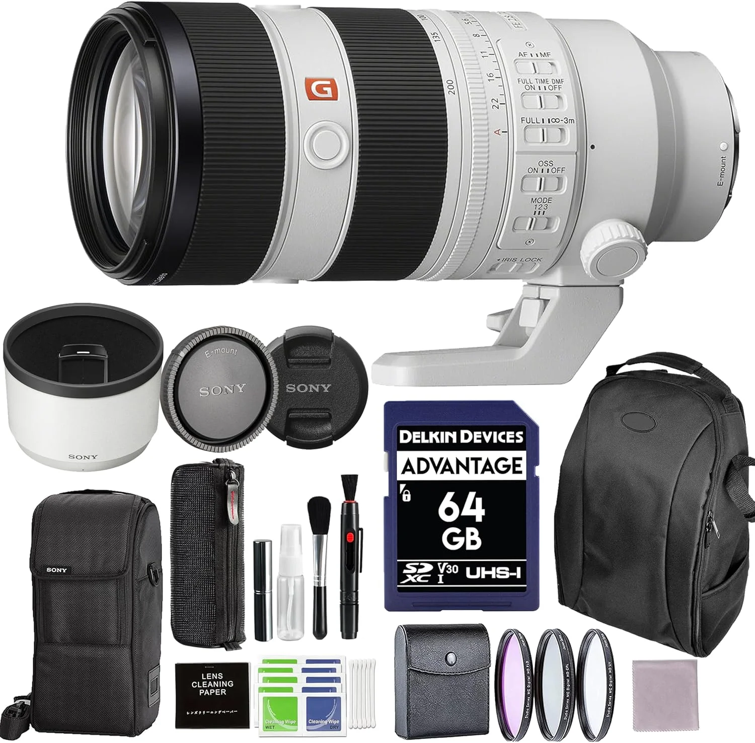 لنز تله‌فوتو زوم فول فریم سونی FE 70-200mm F2.8 GM OSS II (SEL70200GM2) G Master به همراه قلم‌های چند منظوره لنز و کیت آغازگر | لنز 70-200mm سونی