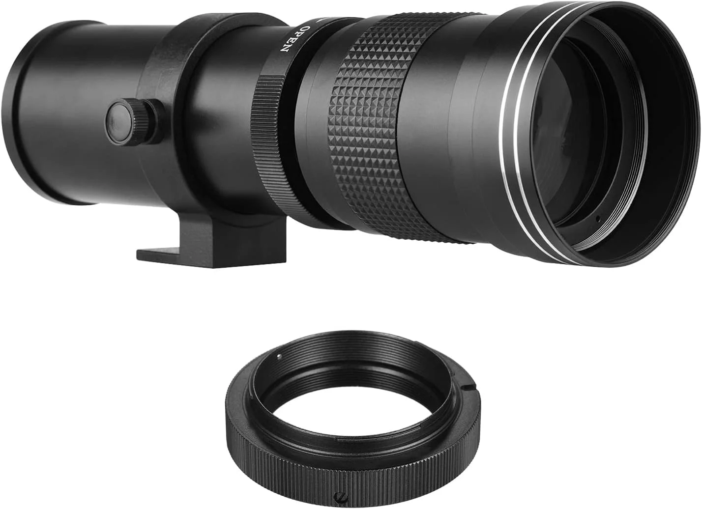 لنز زوم سوپر تله فوتو دوربین Pepisky MF با مانت T2 و محدوده 420-800 میلی‌متر به همراه حلقه آداپتور مانت AF و رزوه یونیورسال 14، جایگزین مناسب برای Alpha-mount A55 A33 A550 A500 A100 A200 A700 A300 A350 A900 A99