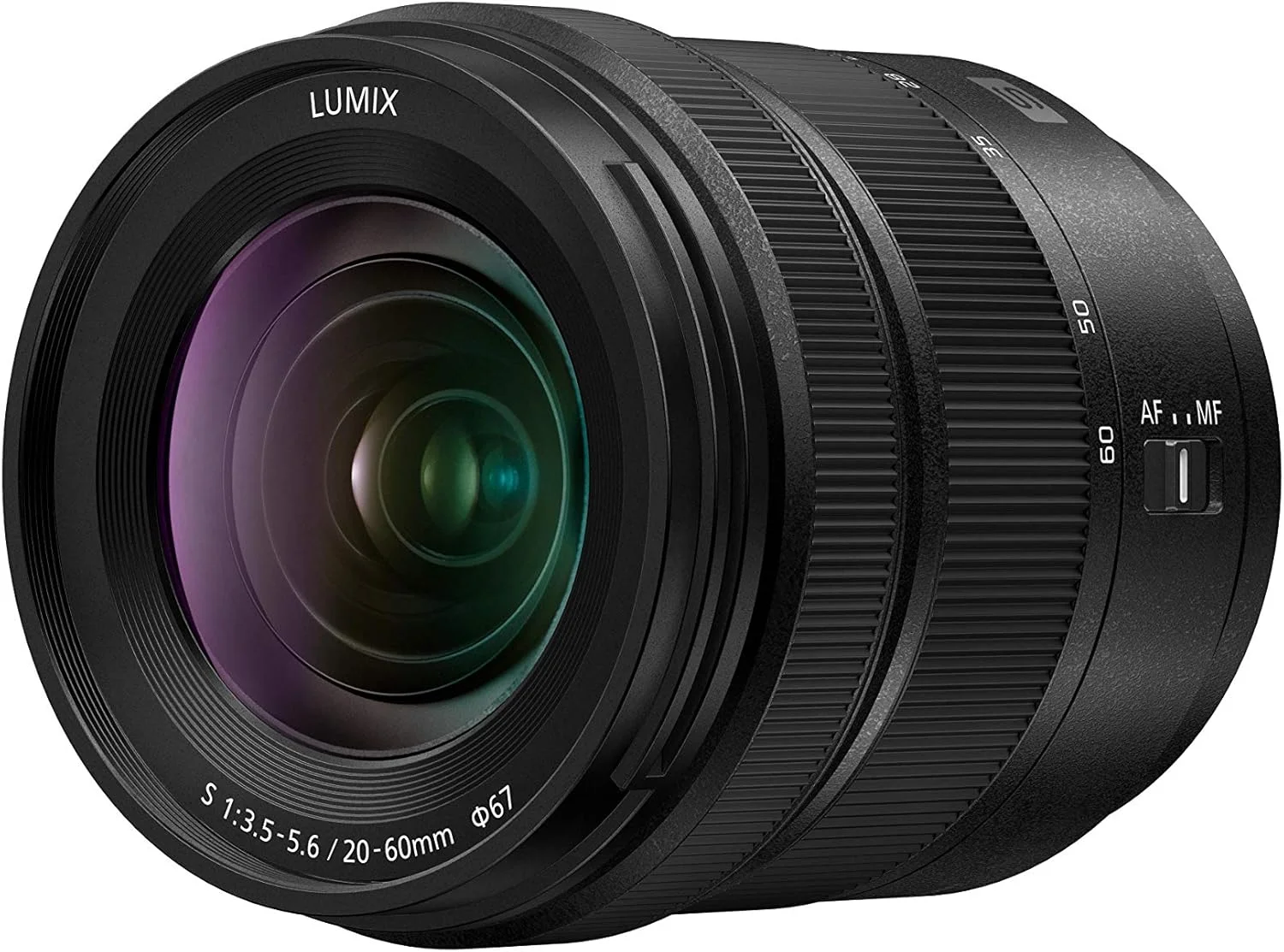 لنز پاناسونیک LUMIX S-R2060E (20-60 میلی متر، F3.5-5.6، سایز فیلتر 67 میلی متر، مقاوم در برابر گرد و غبار، پاشش آب و سرما) مشکی