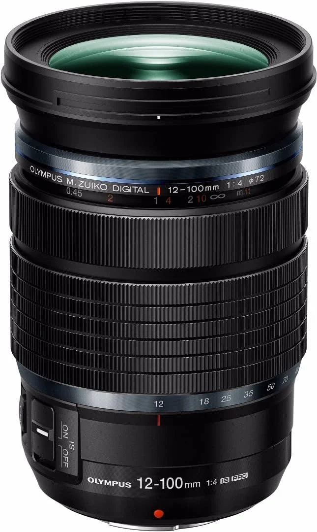 لنز زوم با بزرگنمایی بالا M.Zuiko Digital ED 12-100mm F4.0 IS PRO برای دوربین های سیستم میکرو چهار سوم، طراحی مقاوم در برابر شرایط جوی، کلاچ MF، دکمه L-Fn
