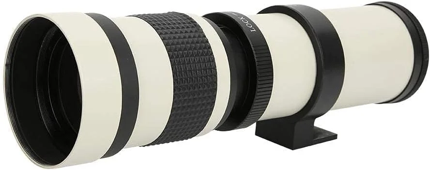 لنز تلسکوپ، سفید 420-800 میلی‌متری دیافراگم F/8.3-16 تلسکوپ لنز زوم تله فوتو با فوکوس دستی کامل برای دوربین نیکون با مانت F