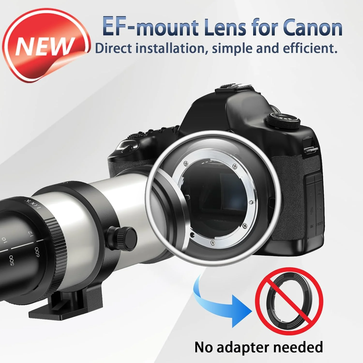 لنز زوم تله فوتو EF/EF-S 420-800mm F8.3 (MF) برای دوربین های کانن EOS Rebel T8i/T7i/T7/T6i/T5/T3i/T2i/XSi/SL3/SL2/T100/90D/80D/70D/50D/5D Mark IV/6D II/7D II/1D X III II - لنزهای دوربین های DSLR، سفید