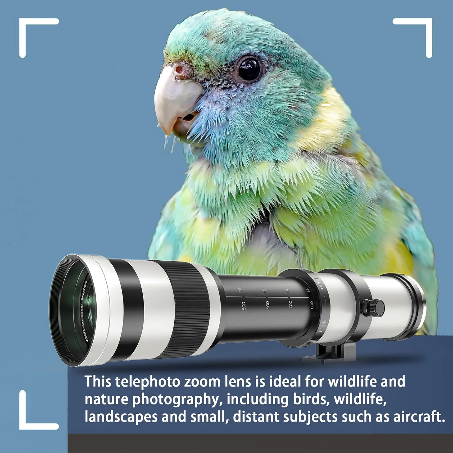 لنز زوم تله فوتو EF/EF-S 420-800mm F8.3 (MF) برای دوربین های کانن EOS Rebel T8i/T7i/T7/T6i/T5/T3i/T2i/XSi/SL3/SL2/T100/90D/80D/70D/50D/5D Mark IV/6D II/7D II/1D X III II - لنزهای دوربین های DSLR، سفید
