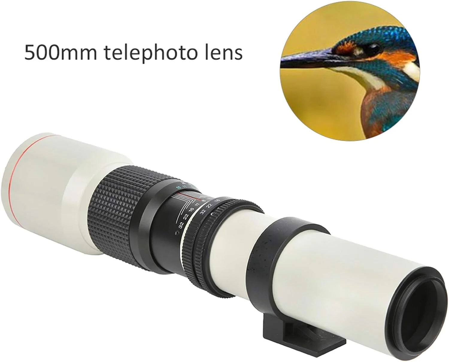 لنز تله فوتو 500 میلی متری با دیافراگم F8-F32 با فوکوس دستی برای دوربین های با مانت OM