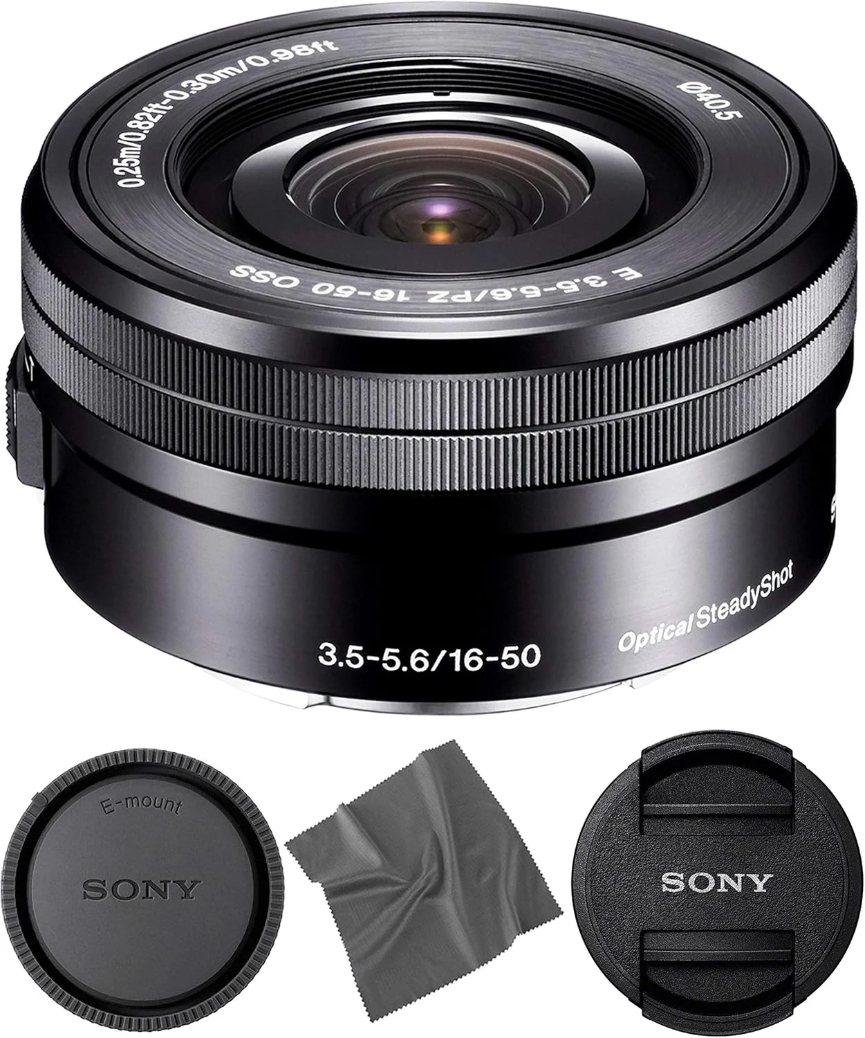 لنز AOM Sony SELP1650 16-50mm OSS: لنز Sony E PZ 16-50mm f/3.5-5.6 OSS (مشکی) + بسته نرم افزاری Pro Starter - نسخه بین المللی