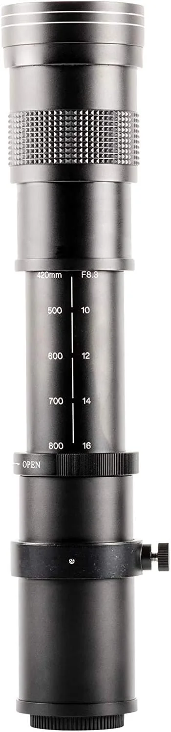 لنز زوم تله فوتو دستی سوپر HD التیمکس 420-800 میلی‌متری f/8.3-16 (مشکی) برای دوربین‌های دیجیتال SLR نیکون D3300, D3400, D3500, D5000, D5200, D5300, D5600, D7200, D7500, D750, D850, D500 و غیره