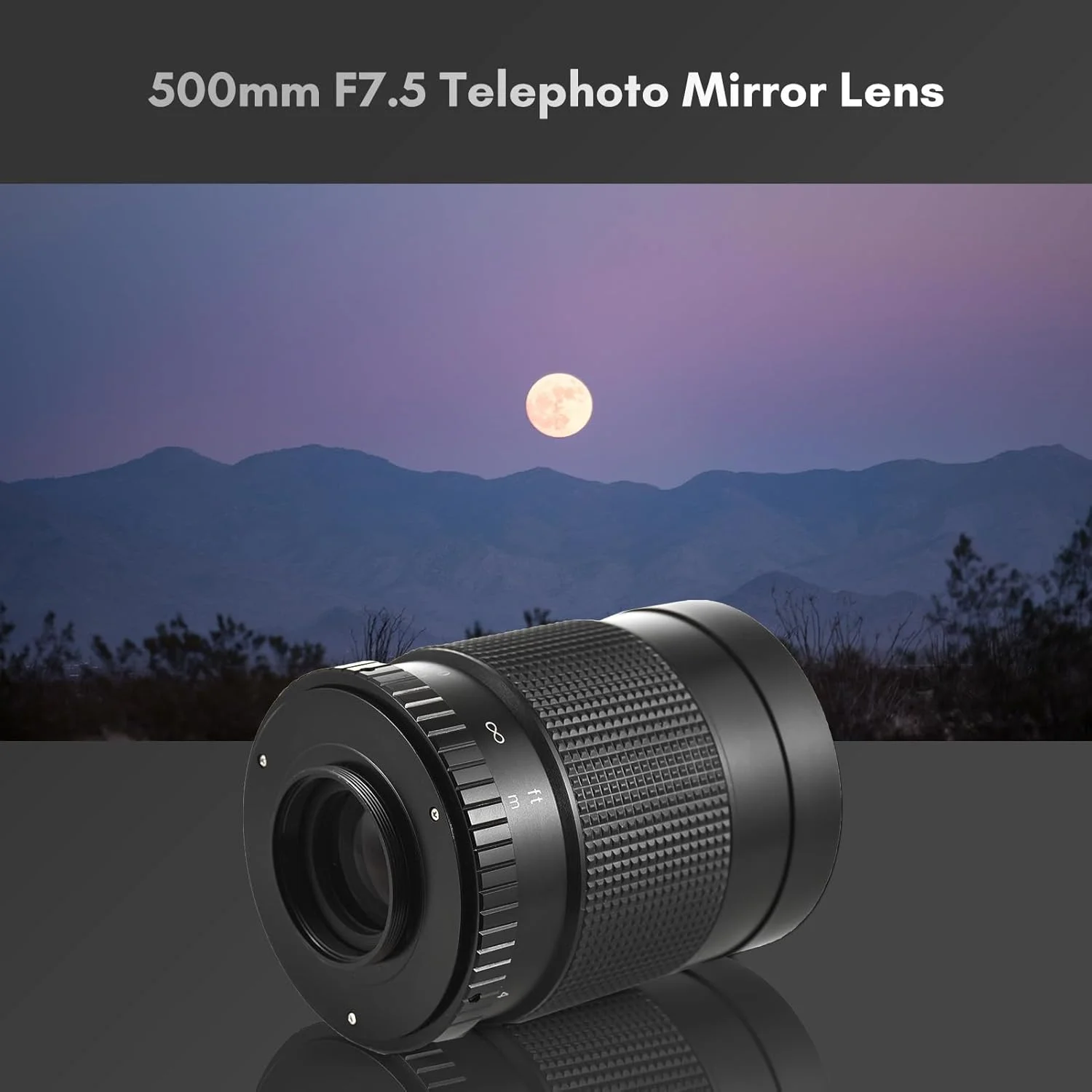 لنز تله فوتو رفلکسی 500 میلی‌متری F7.5 YUSASHOP با مانت T، جایگزین برای دوربین‌های DSLR کانن، نیکون، فوجی فیلم و المپوس