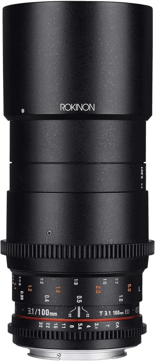 لنز سینمایی تله فوتو ماکرو 100mm T3.1 ED UMC فول فریم Rokinon Cine DS برای دوربین های SLR دیجیتال نیکون