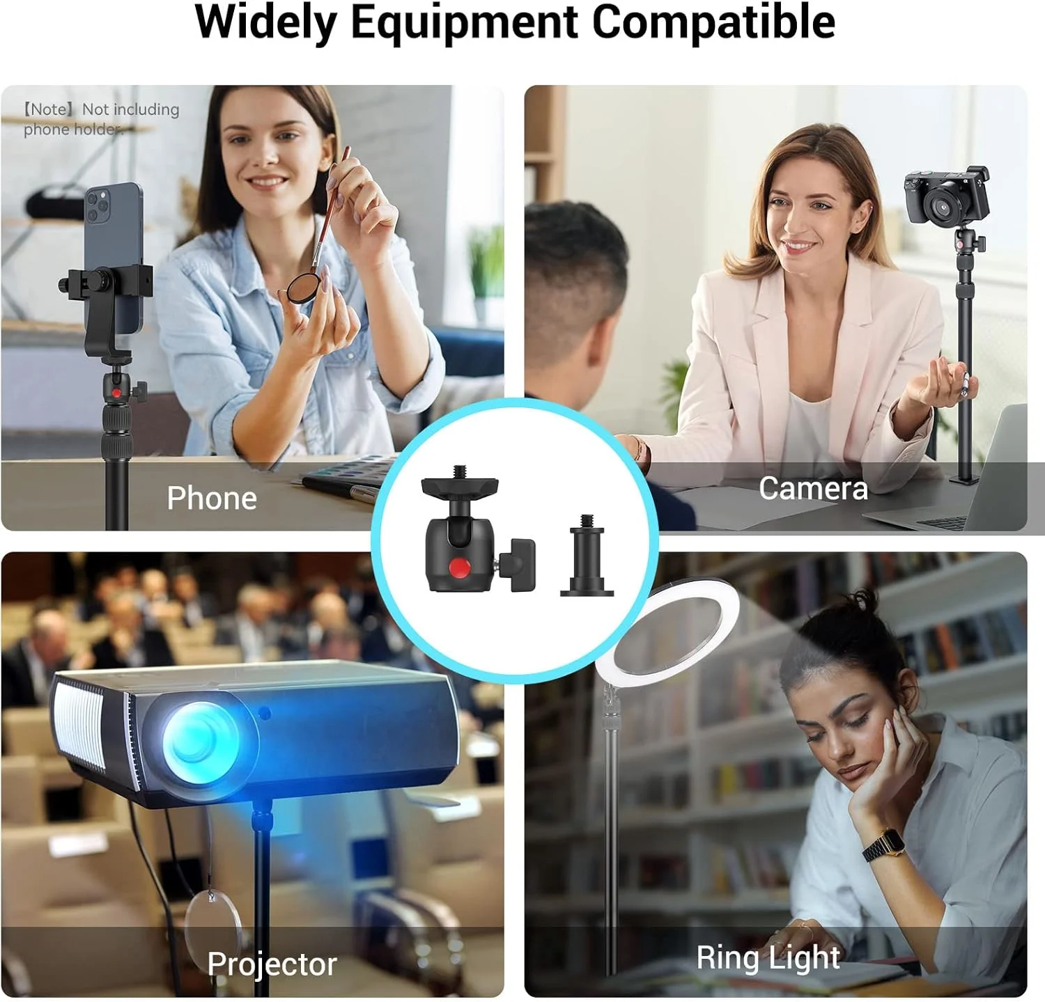 پایه رومیزی دوربین، پایه نور قابل تنظیم 38 تا 89 سانتی متر، گیره C شکل رومیزی برای دوربین DSLR، رینگ لایت، پخش زنده، عکاسی و فیلمبرداری