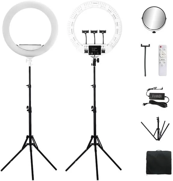 AECAM - نور حلقه ای برای آرایش، نور پر کننده زنده، نور حلقه ای 22 اینچ LED، لامپ فوق العاده روشن سلفی، کیت لامپ یوتیوب، دوربین عکس و فیلم FS640 (سفید) AECAM - نور حلقه ای برای آرایش، نور پر کننده زنده، نور حلقه ای 22 اینچ LED، لامپ فوق العاده روشن سلفی، کیت لامپ یوتیوب، دوربین عکس و فیلم FS640 (سفید)