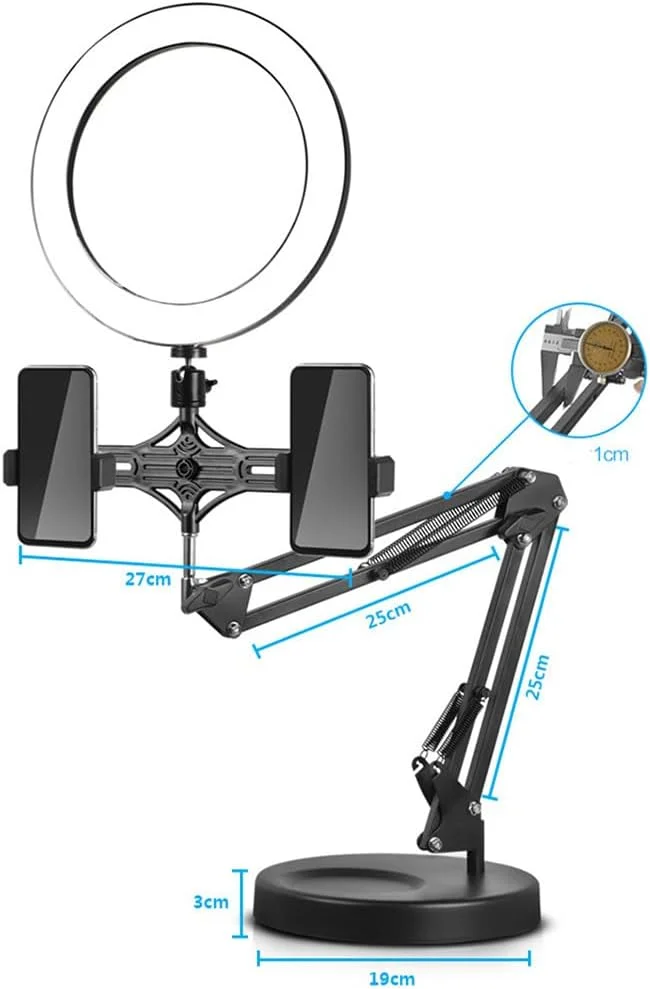 AECAM - پایه نگهدارنده تاشو چند منظوره جدید، چراغ حلقه ای ال ای دی، سه پایه رومیزی برای وبلاگ نویسان ویدئویی (به همراه چراغ حلقه ای ال ای دی) AECAM - پایه نگهدارنده تاشو چند منظوره جدید، چراغ حلقه ای ال ای دی، سه پایه رومیزی برای وبلاگ نویسان ویدئویی (به همراه چراغ حلقه ای ال ای دی)