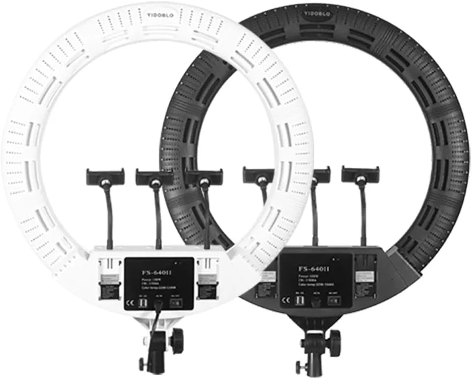 AECAM - نور حلقه ای برای آرایش، نور پر کننده زنده، نور حلقه ای 22 اینچ LED، لامپ فوق العاده روشن سلفی، کیت لامپ یوتیوب، دوربین عکس و فیلم FS640 (سفید)