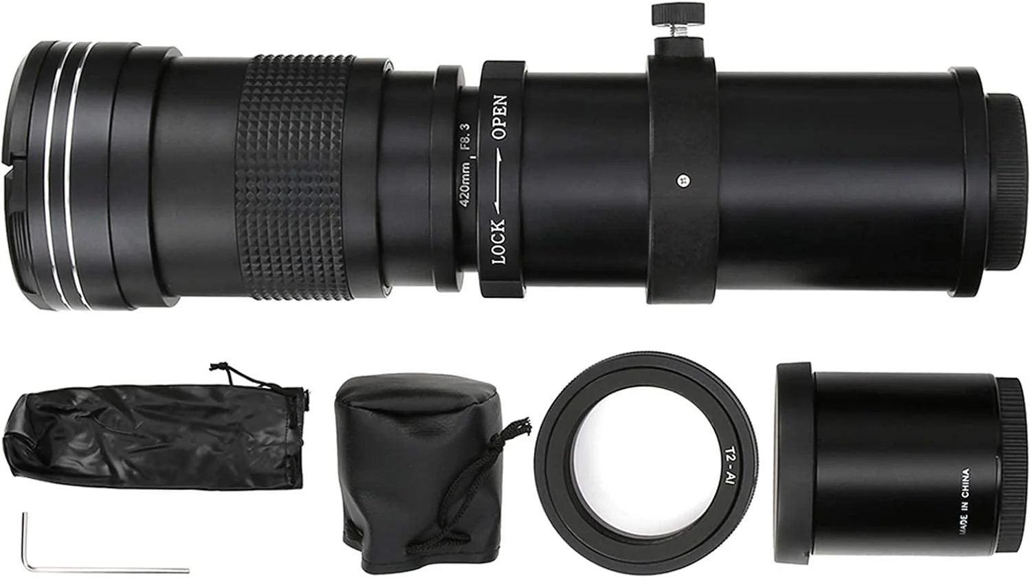 لنز تله فوتو 420-800mm F8.3-16 با فوکوس دستی و زوم به همراه تله کانورتر 2X برای دوربین های نیکون با مانت F