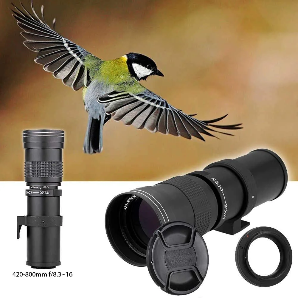 لنز زوم تله فوتو دستی سوپر 420-800 میلی‌متری f/8 (همراه با تله کانورتور 2X) برای دوربین‌های DSLR نیکون با مانت F + کیت لوازم جانبی ضروری عکاسی