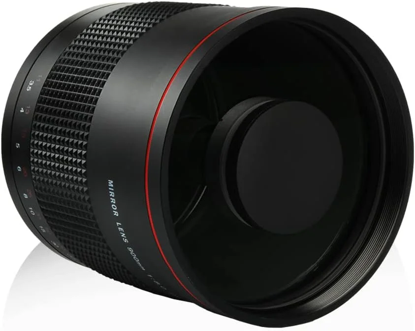لنز تله فوتو سوپر آینه ای 900 میلی متری f/8.0 با فوکوس دستی + حلقه آداپتور T2 برای دوربین های DSLR کانن، نیکون، پنتاکس، سونی و المپوس (EF-M کانن)