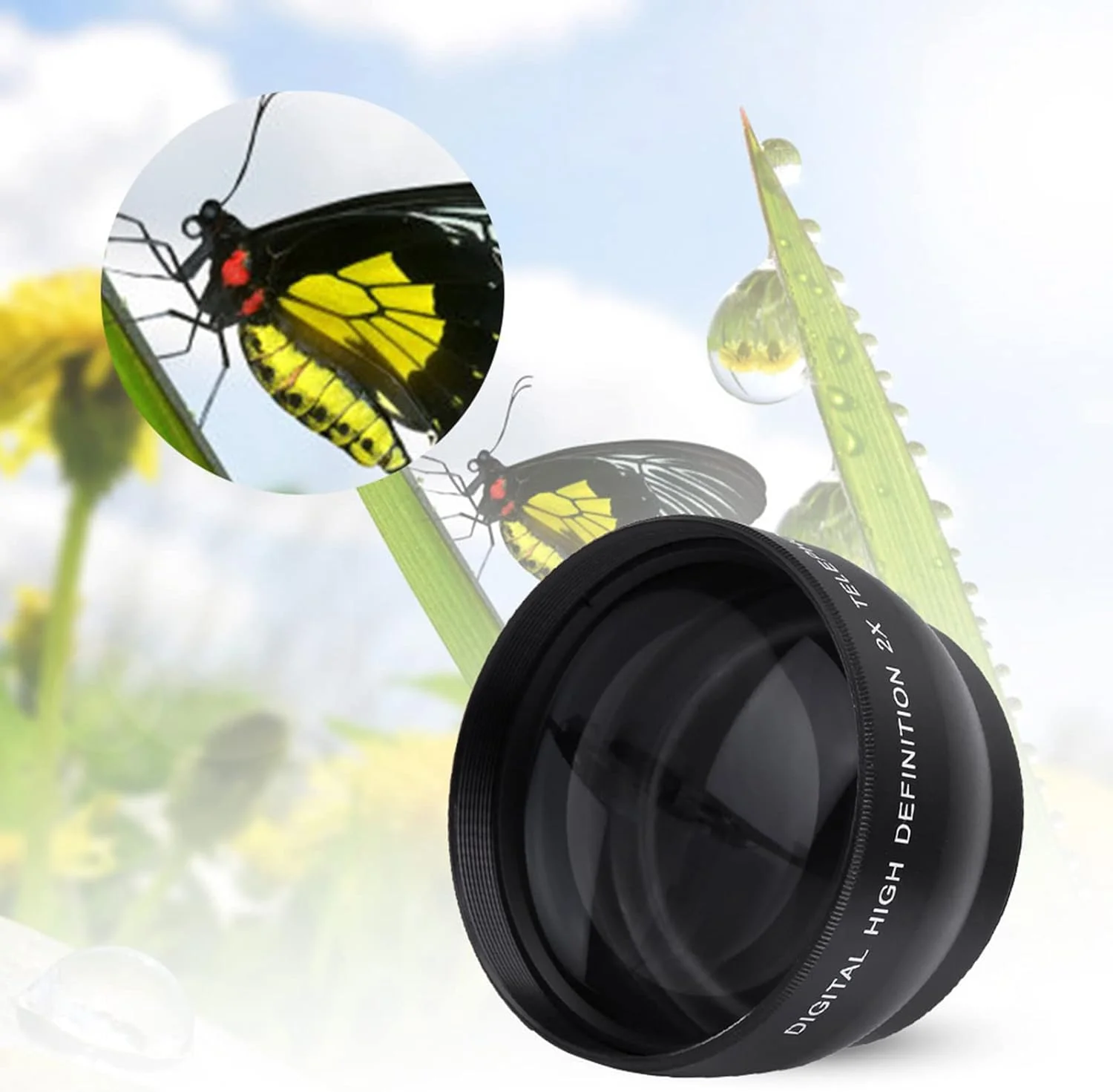 لنز دوربین Akozon 52mm 2X، مبدل تله فوتو HD با بزرگنمایی 2.2 برابر Vivitar SLR برای دوربین های حرفه ای نیکون