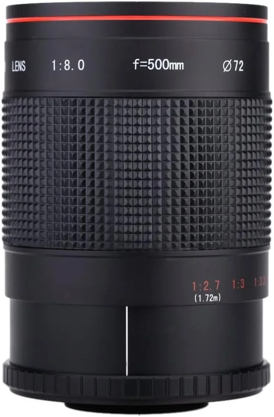 لنز تله‌فوتو آینه‌ای دستی 500 میلی‌متری f/8.0 دوربین + حلقه آداپتور T2 برای NIKONs D3200 D3300 D5200 D5500 D7000 D7200 D800 DSLR