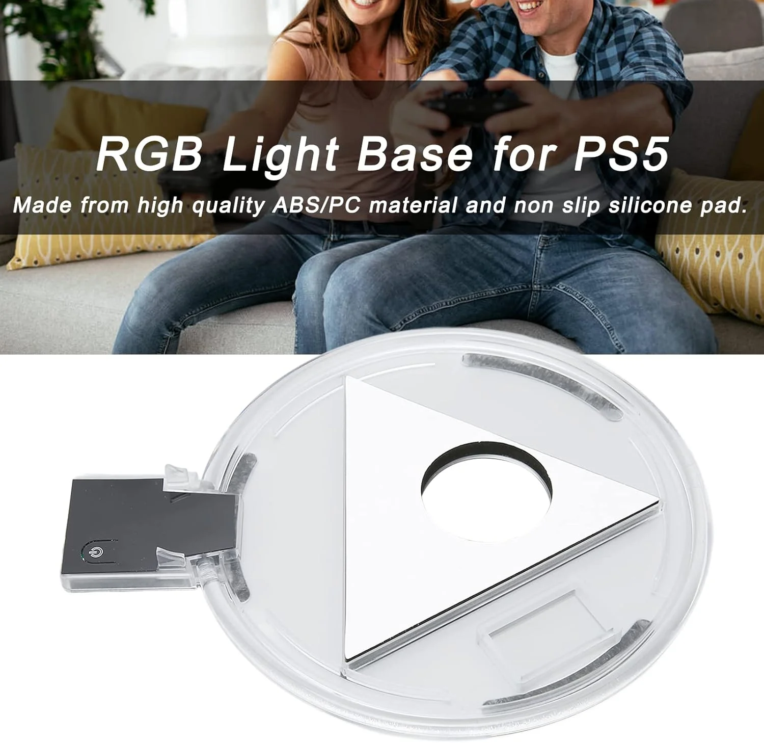 پایه LED برای استند عمودی PS5، پایه RGB قابل تنظیم عمودی افقی با نور محیطی LED، سبک وزن برای کنسول بازی PS5
