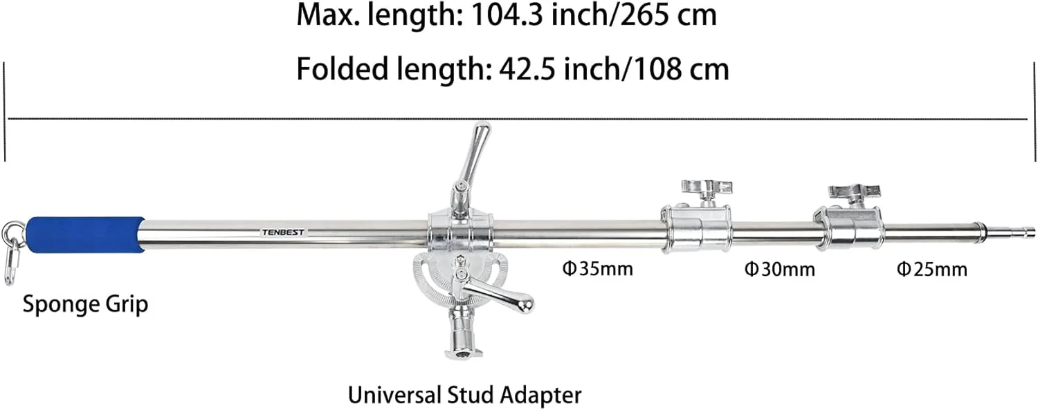 بازوی بوم استیل ضد زنگ سنگین با کیسه شن برای پایه نور حرفه ای و پایه C بازوی بوم استیل ضد زنگ سنگین با کیسه شن برای پایه نور حرفه ای و پایه C