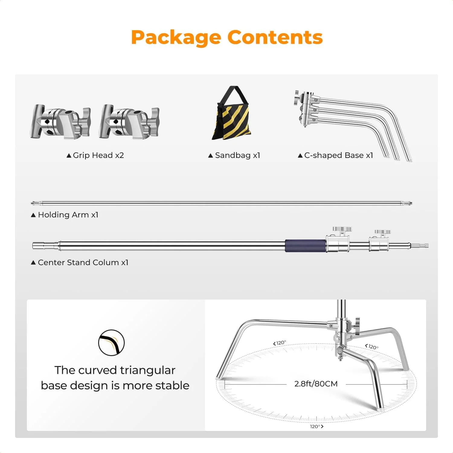 پایه C با بازوی بوم - پایه نورپردازی عکاسی