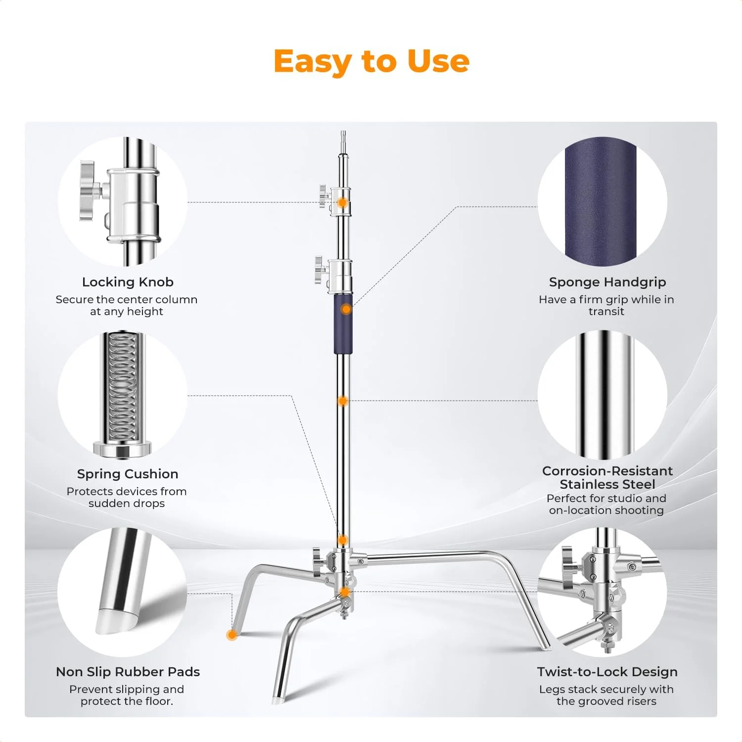 پایه C با بازوی بوم - پایه نورپردازی عکاسی