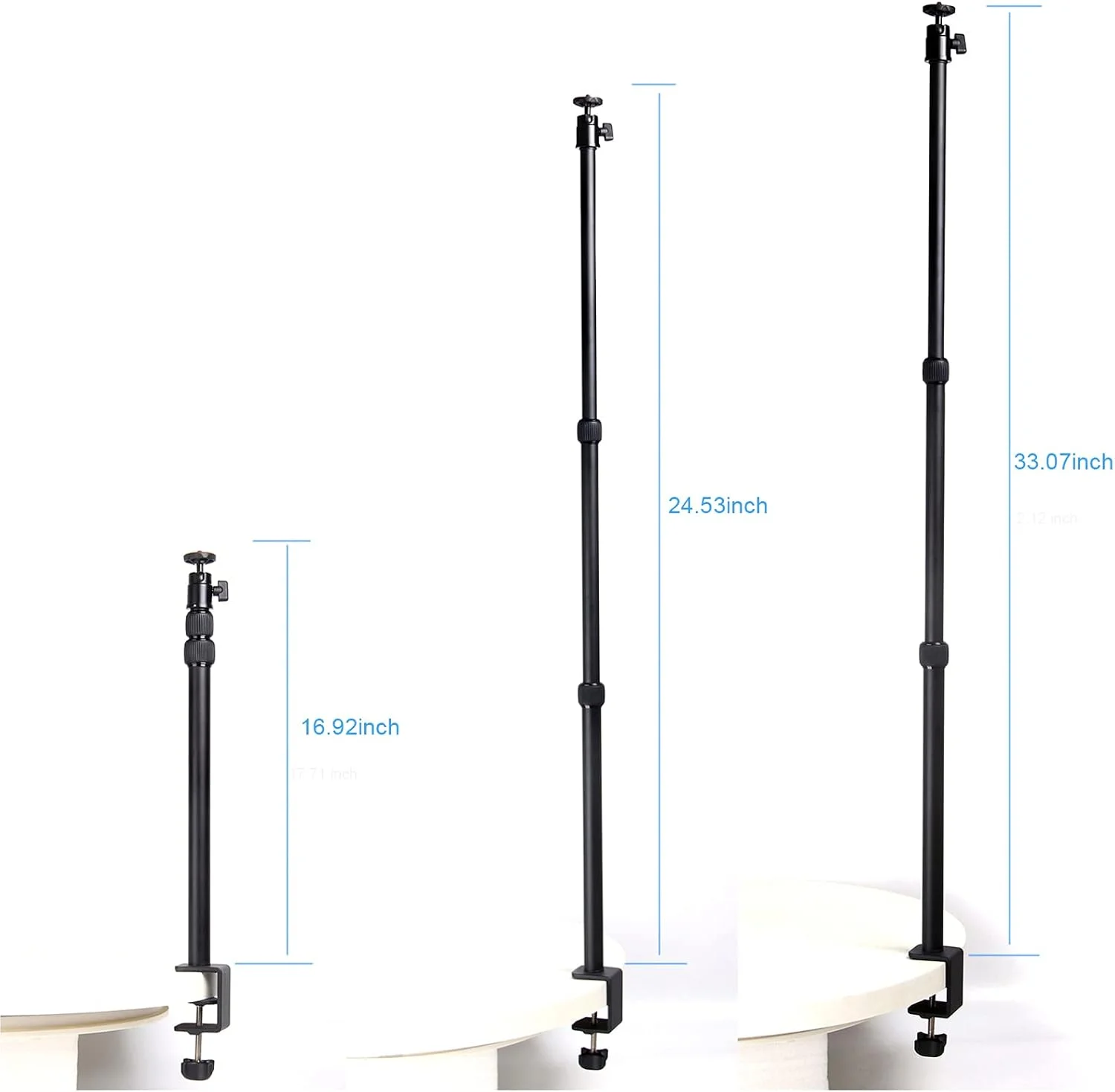 پایه رومیزی Regetek با سر توپی چرخان 360 درجه، پایه رومیزی 16-33 اینچی، پایه نور رومیزی آلومینیومی با پیچ 1/4 برای دوربین DSLR، نور حلقه ای، ویدئو، پنل نور، مینی پروژکتور