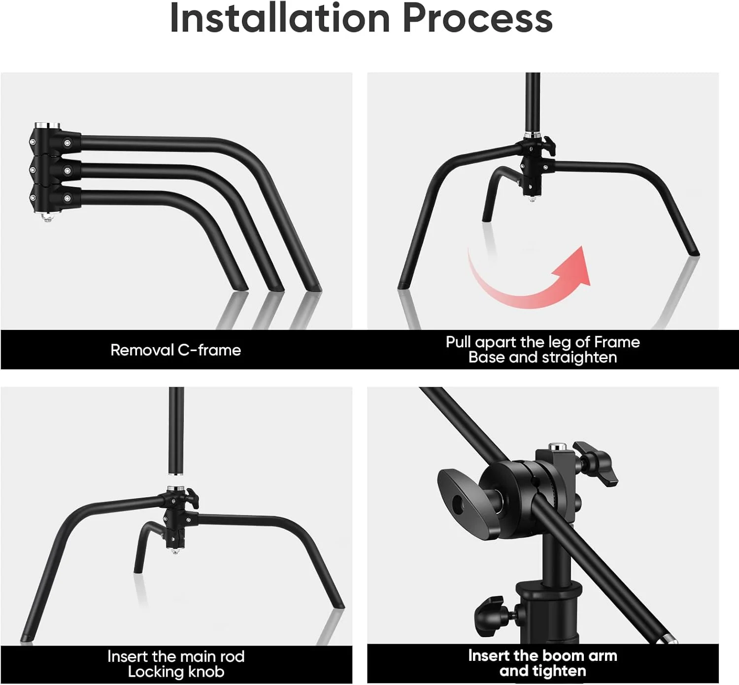 پایه نور C-Stand فولادی سنگین 2 عددی soonpho، پایه نور حرفه ای عکاسی با بازوی اکستنشن 108 سانتی متری، سر گیره، پایه لاک پشتی برای استودیویی Monolight، سافت باکس، رفلکتور، حداکثر ارتفاع 305 سانتی متر - مشکی پایه نور C-Stand فولادی سنگین 2 عددی soonpho، پایه نور حرفه ای عکاسی با بازوی اکستنشن 108 سانتی متری، سر گیره، پایه لاک پشتی برای استودیویی Monolight، سافت باکس، رفلکتور، حداکثر ارتفاع 305 سانتی متر - مشکی