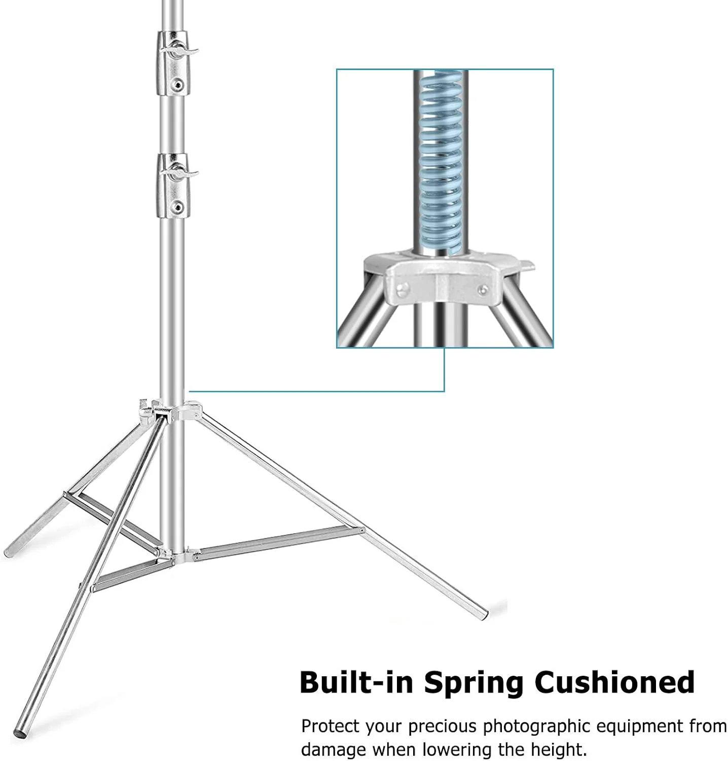 پایه نور سنگین Selens به ارتفاع 2.8 متر مناسب عکاسی، سه پایه استیل ضد زنگ با آداپتور پیچ 1/4 و 3/8 اینچ برای رفلکتور ویدئویی استودیویی، نور فلاش، سافت باکس و سایر تجهیزات، بسته 2 عددی