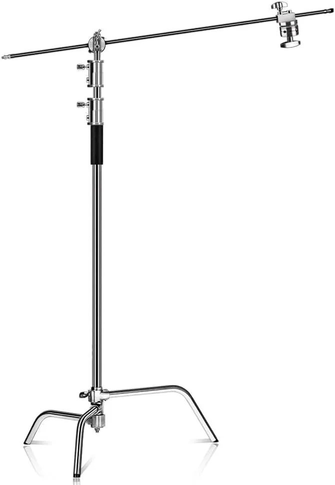 پایه نور حرفه ای عکاسی آلیاژ آلومینیوم C-Stand با بازوی بوم پایه های تاشو ظرفیت بارگیری 20 کیلوگرم حداکثر ارتفاع 330 سانتی متر برای استودیوی عکس