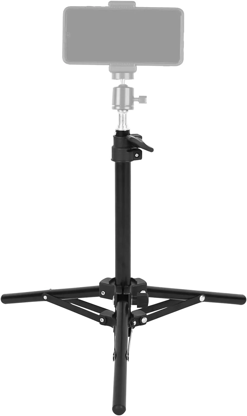 پایه نور ویدئویی قابل تنظیم پپیسکی، دو قسمتی، 50 سانتی متر، حداکثر وزن قابل تحمل 1.5 کیلوگرم، با رابط جهانی 1/4 اینچی برای نور LED ویدئویی، نگهدارنده تلفن، دوربین