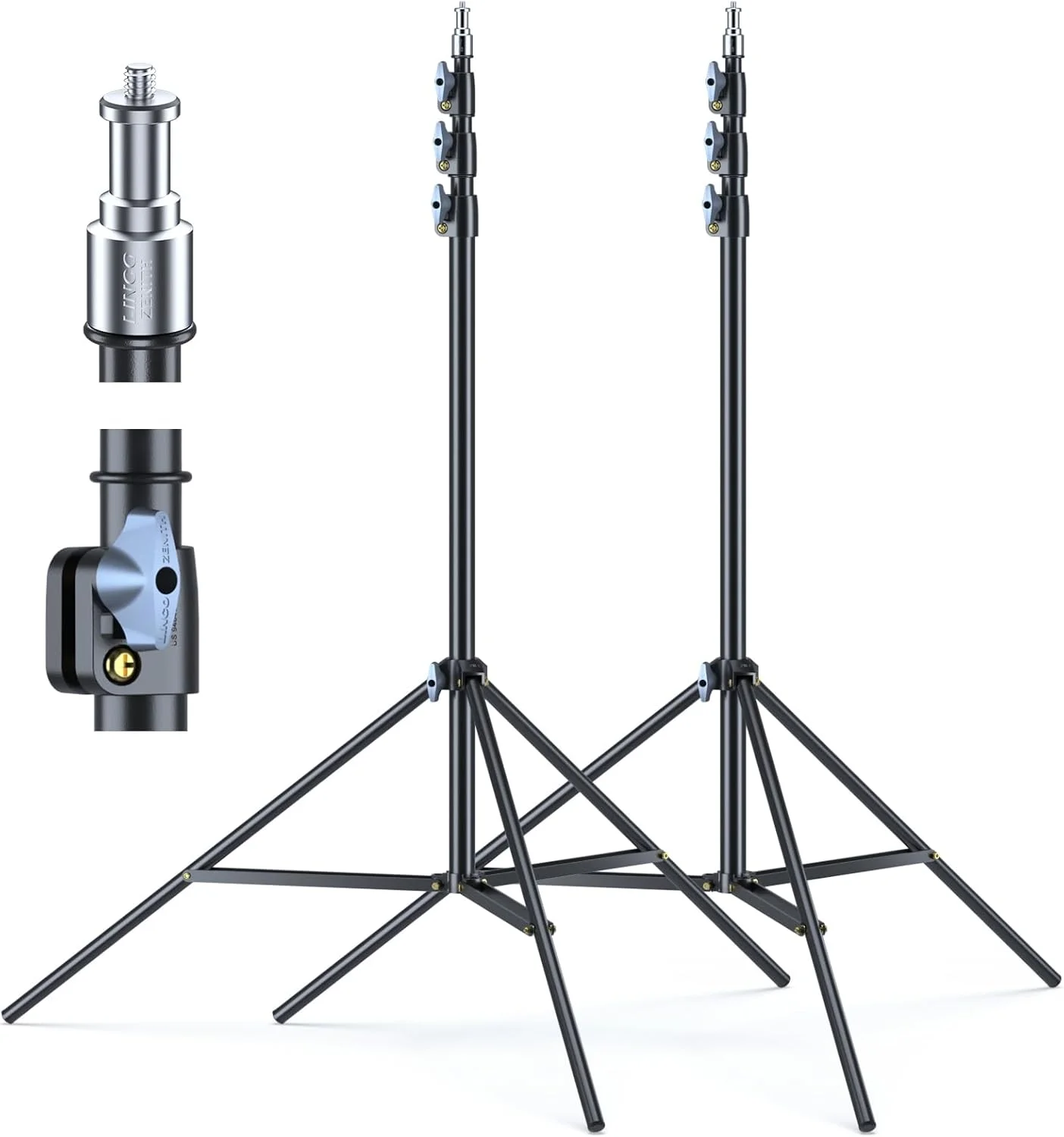 مجموعه دو عددی پایه نور استودیویی زینیت لینکو لینکو استور، ارتفاع 288 سانتی متر، مناسب برای واقعیت مجازی HTC Vive، فیلمبرداری، عکاسی پرتره و محصول