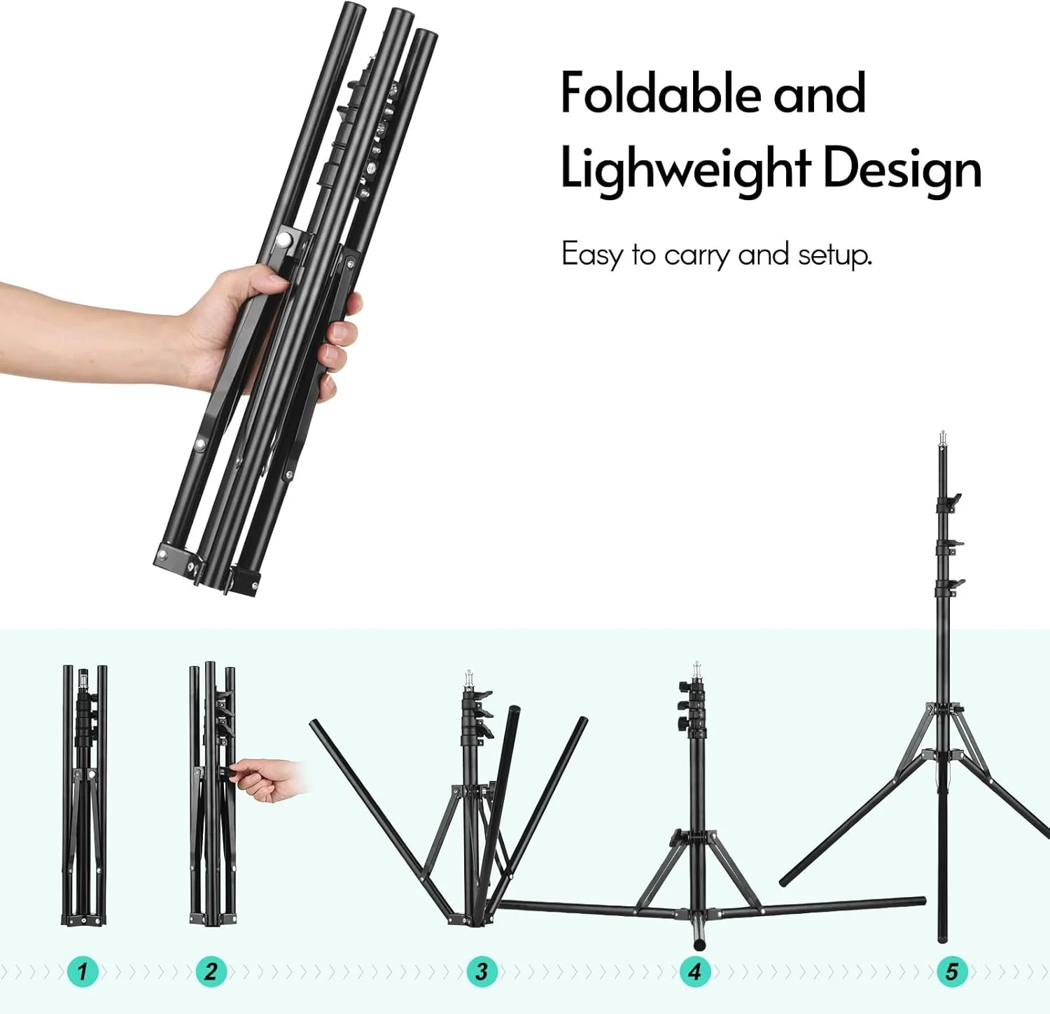 پایه نورپردازی عکاسی موریلیان، سه پایه نور استودیویی فلزی، حداکثر ارتفاع 200 سانتی متر با پیچ 1/4 اینچی برای استودیو عکاسی، رفلکتور، سافت باکس، نور ویدئویی LED