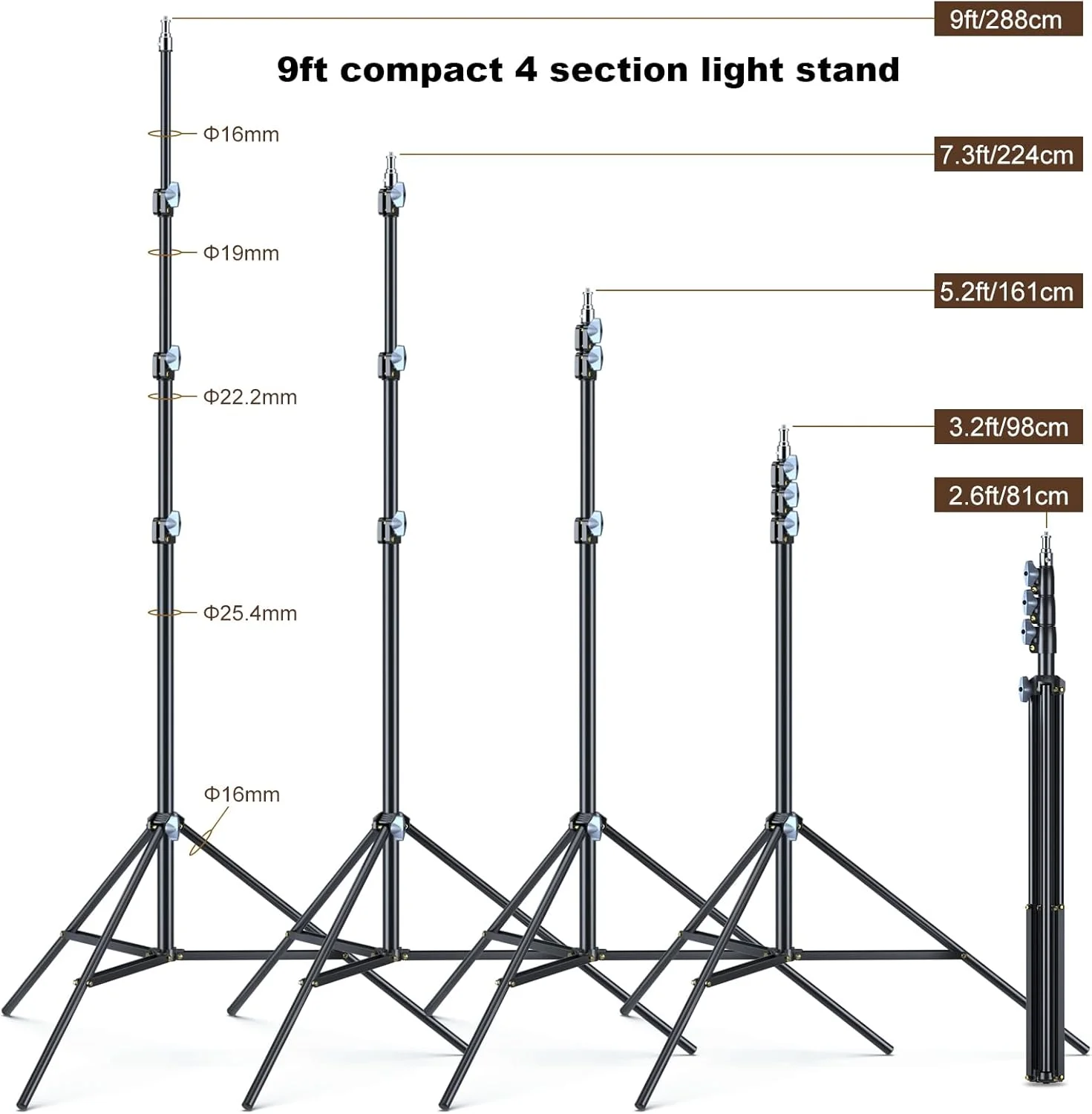 مجموعه دو عددی پایه نور استودیویی زینیت لینکو لینکو استور، ارتفاع 288 سانتی متر، مناسب برای واقعیت مجازی HTC Vive، فیلمبرداری، عکاسی پرتره و محصول